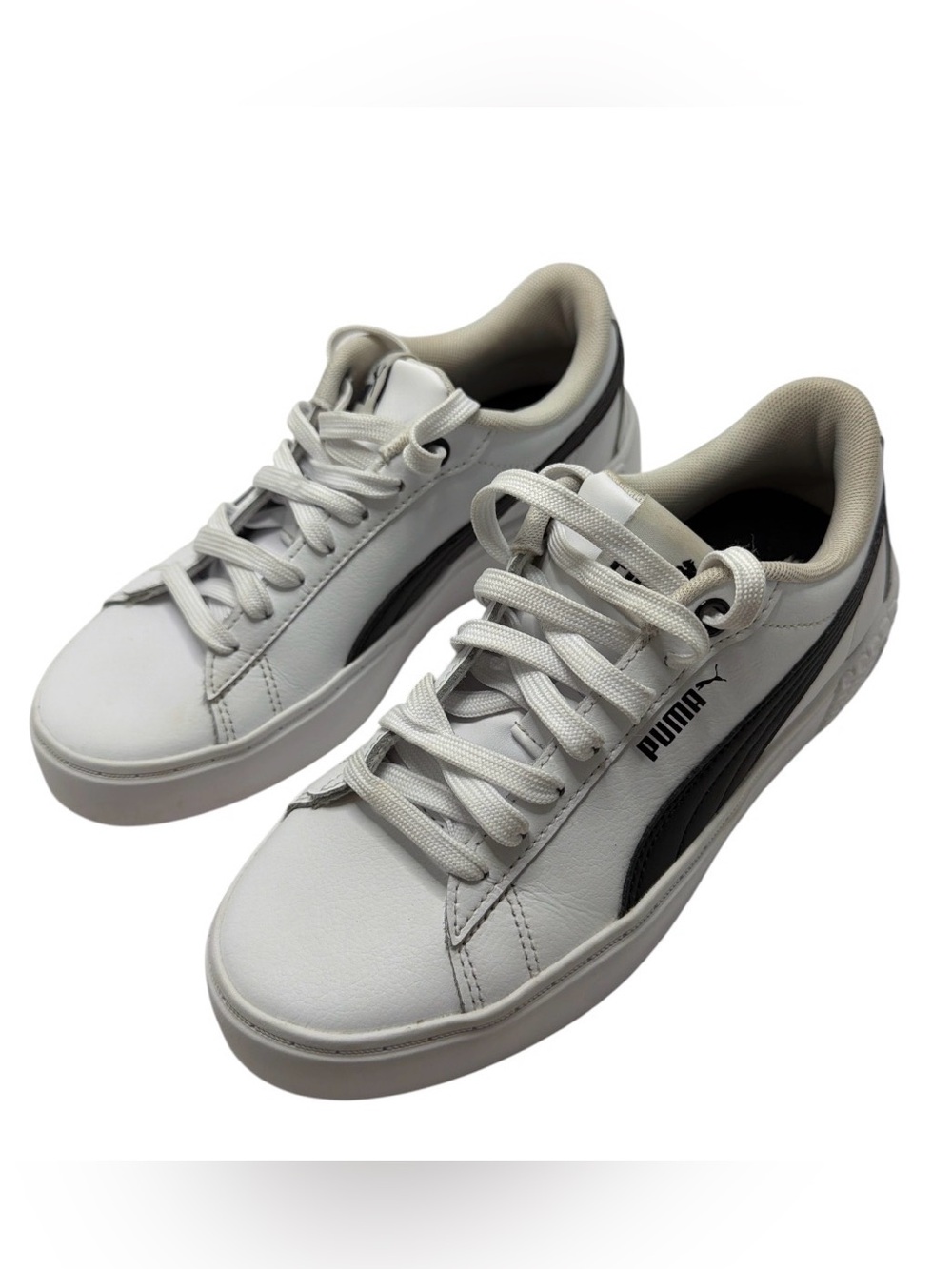 PUMA Smash Platform V2 L Women’s Size 6 White Black Sneakers 373035-02 SoftFoam